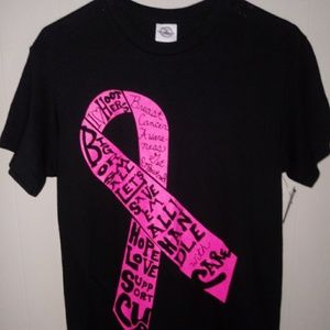 Cancer Awareness Tee T-Shirt Sz S Black